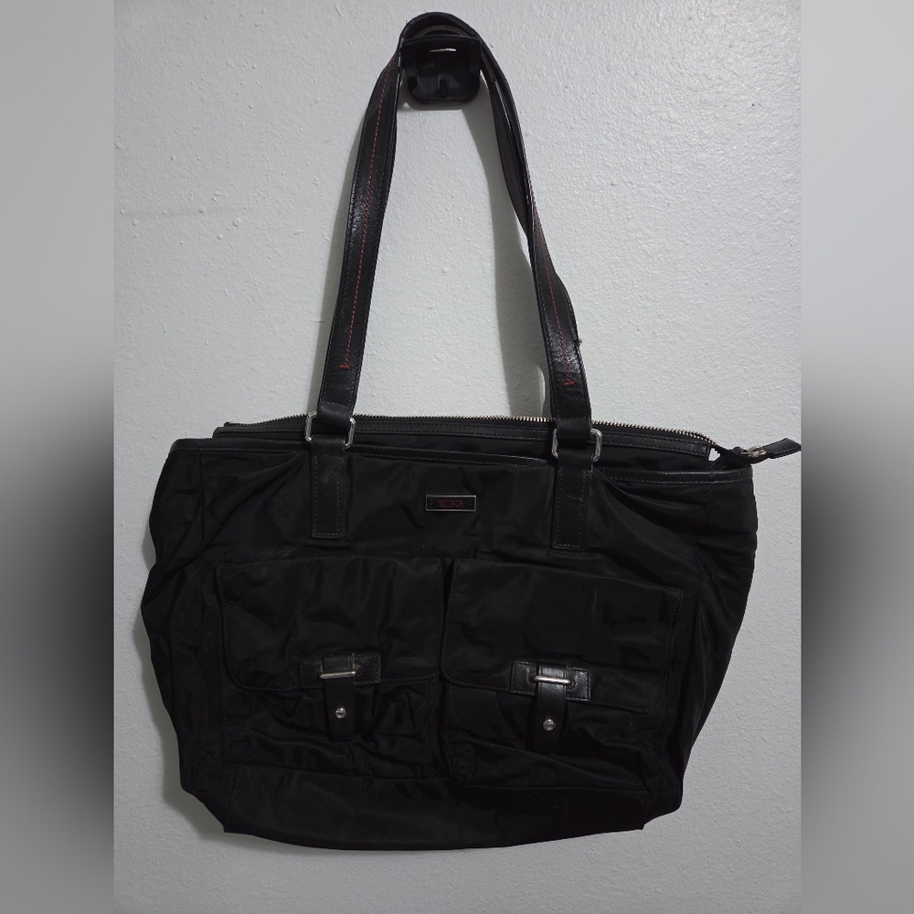 Tumi Voyageur Black Nylon Leather Travel Bag